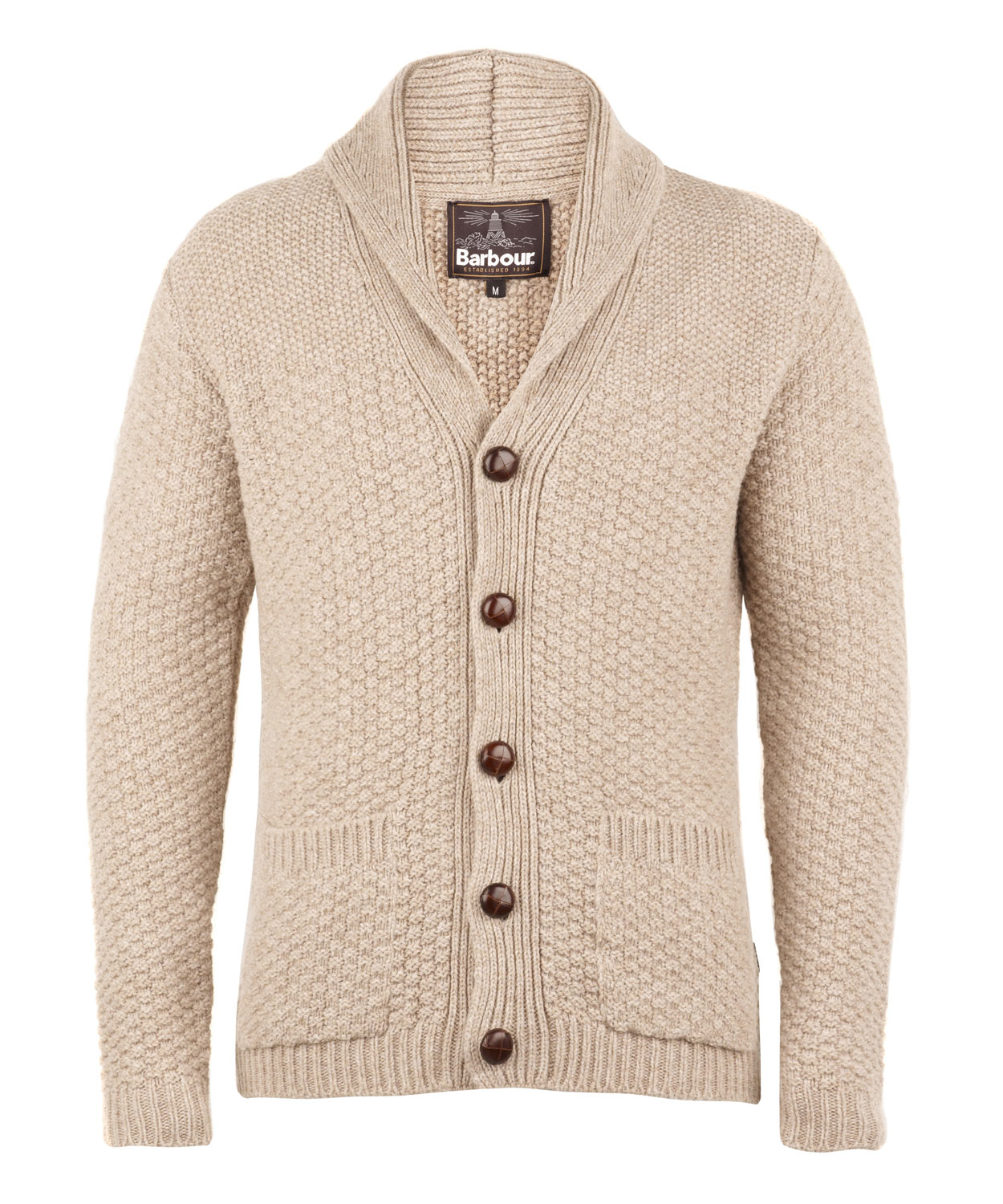 Barbour Oatmeal Moss Shawl Collar Cardigan in Natural for Men - Lyst