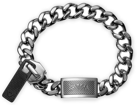 Emporio Armani Chain Link Bracelet with Zip Pull in Silver for Men | Lyst