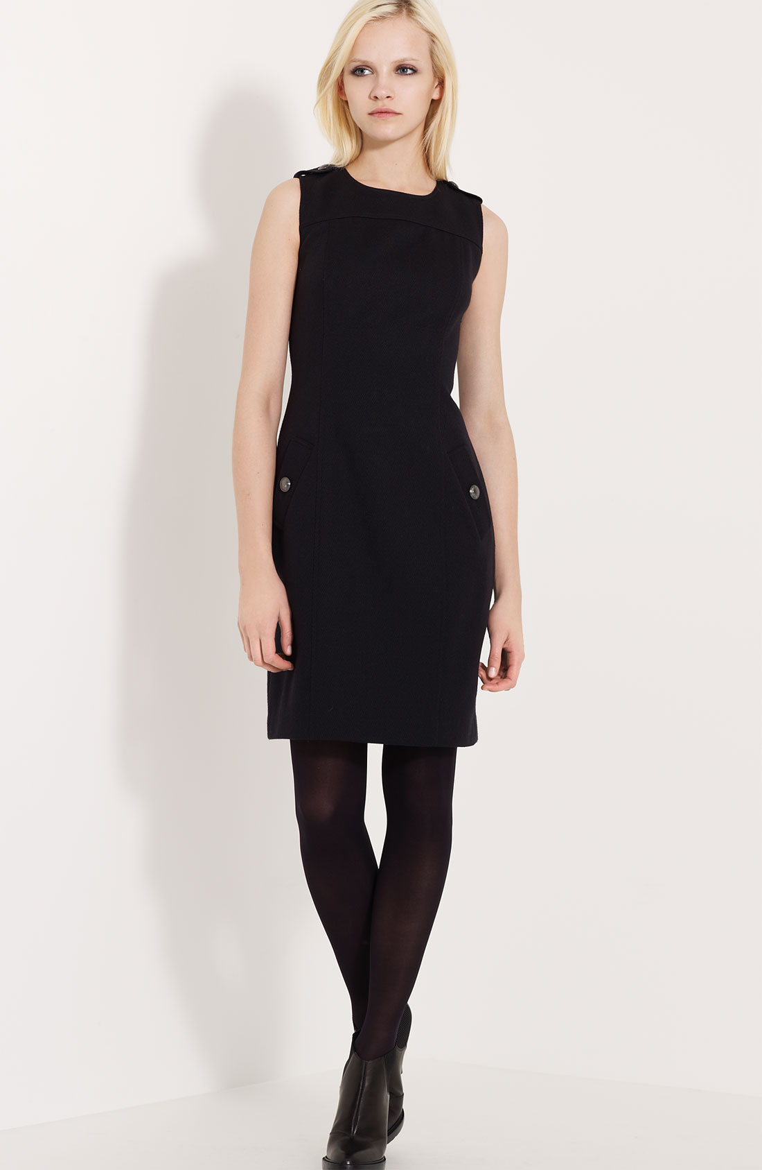 Burberry Brit Wool Blend Sheath Dress in Black | Lyst