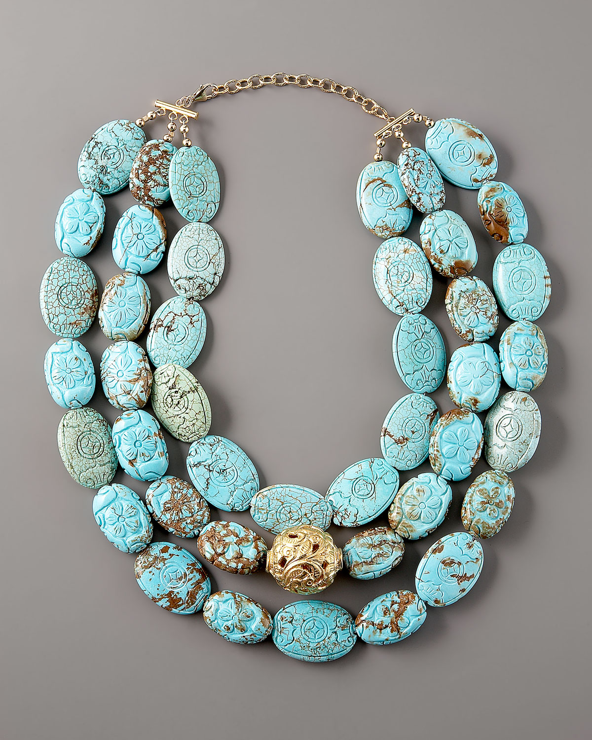 Lyst Devon Leigh Three Strand Turquoise Necklace In Blue 