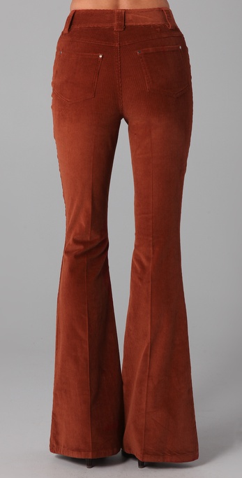 Alice + Olivia Corduroy High Waist Flare Pants in Orange - Lyst