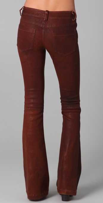 Lyst - Alice + olivia Leather Bell Cuff Pants in Brown
