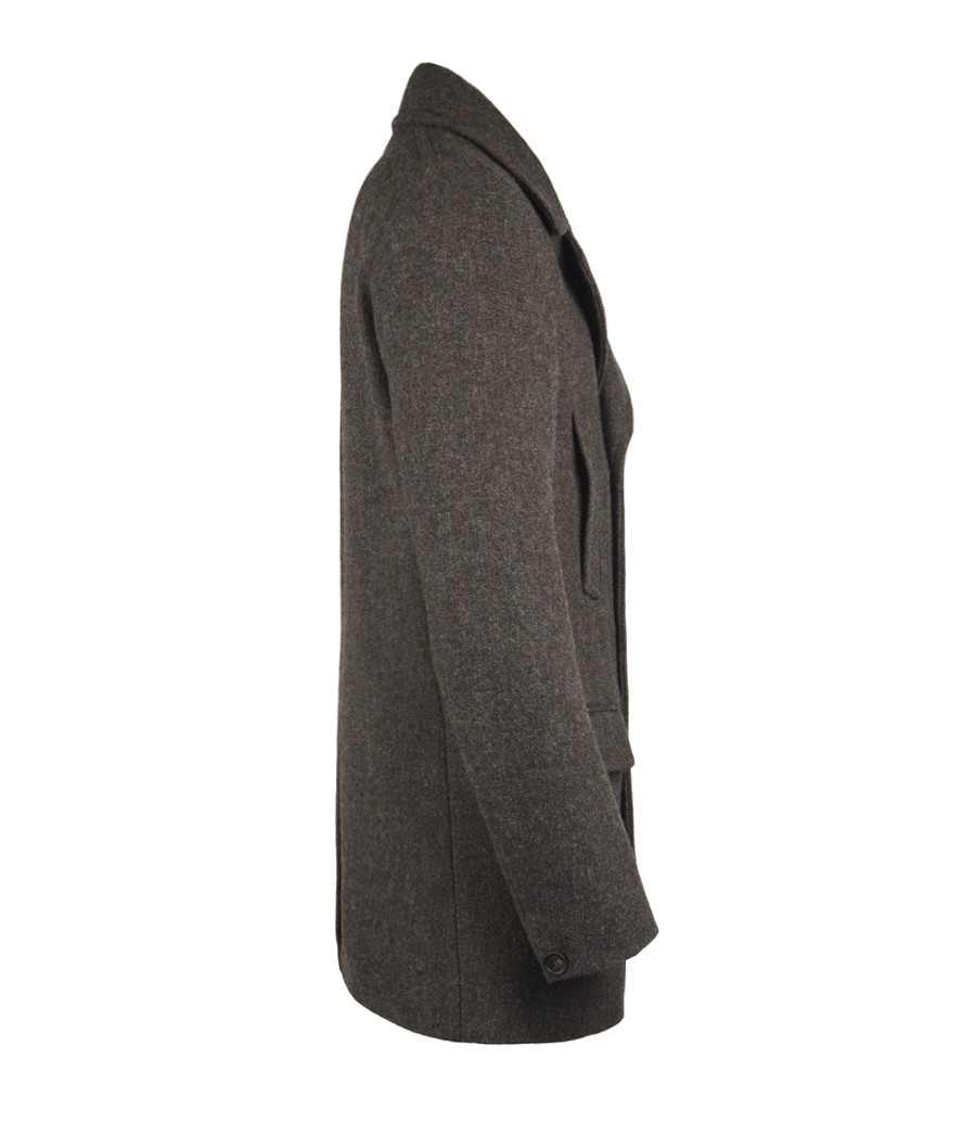 AllSaints Mast Pea Coat in Brown for Men - Lyst