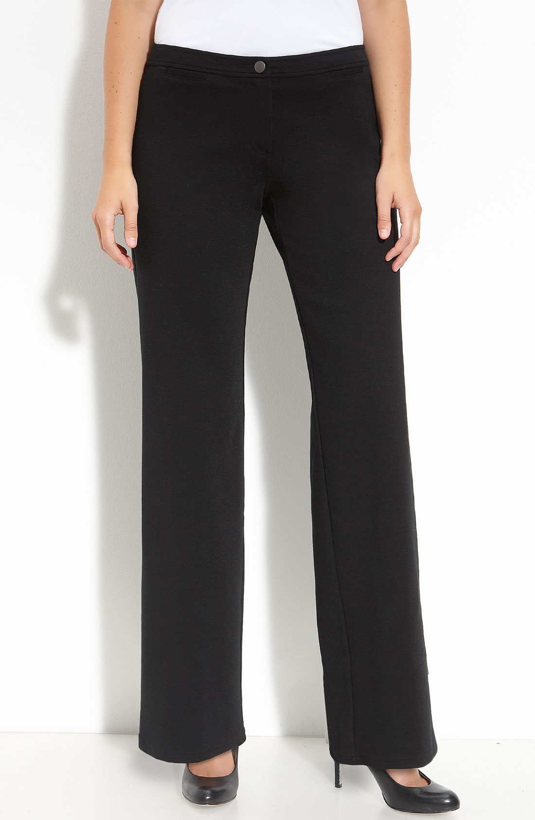 Eileen Fisher Stretch Ponte Pants in Black | Lyst
