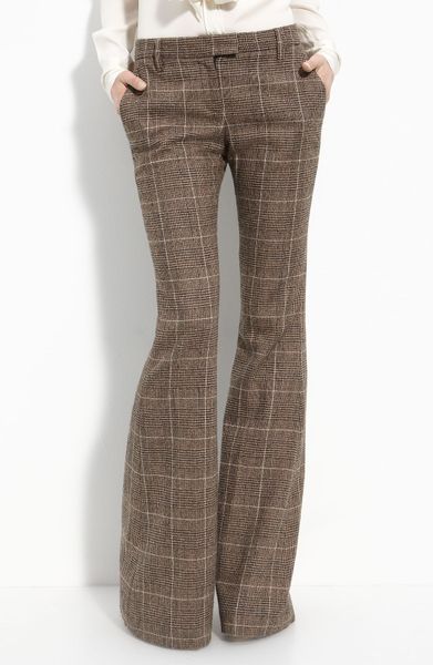 Rachel Zoe Glen Plaid Bootcut Pants in Brown (tan/ black) | Lyst