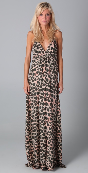Lyst T Bags Print Maxi Dress In Brown Gallery