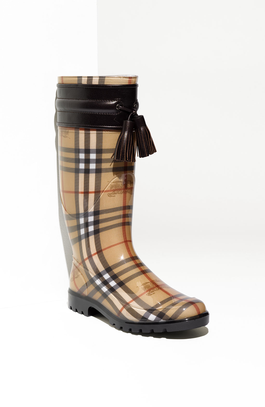 Burberry Leather Trim Rain Boot in Brown (dark chocolate) | Lyst