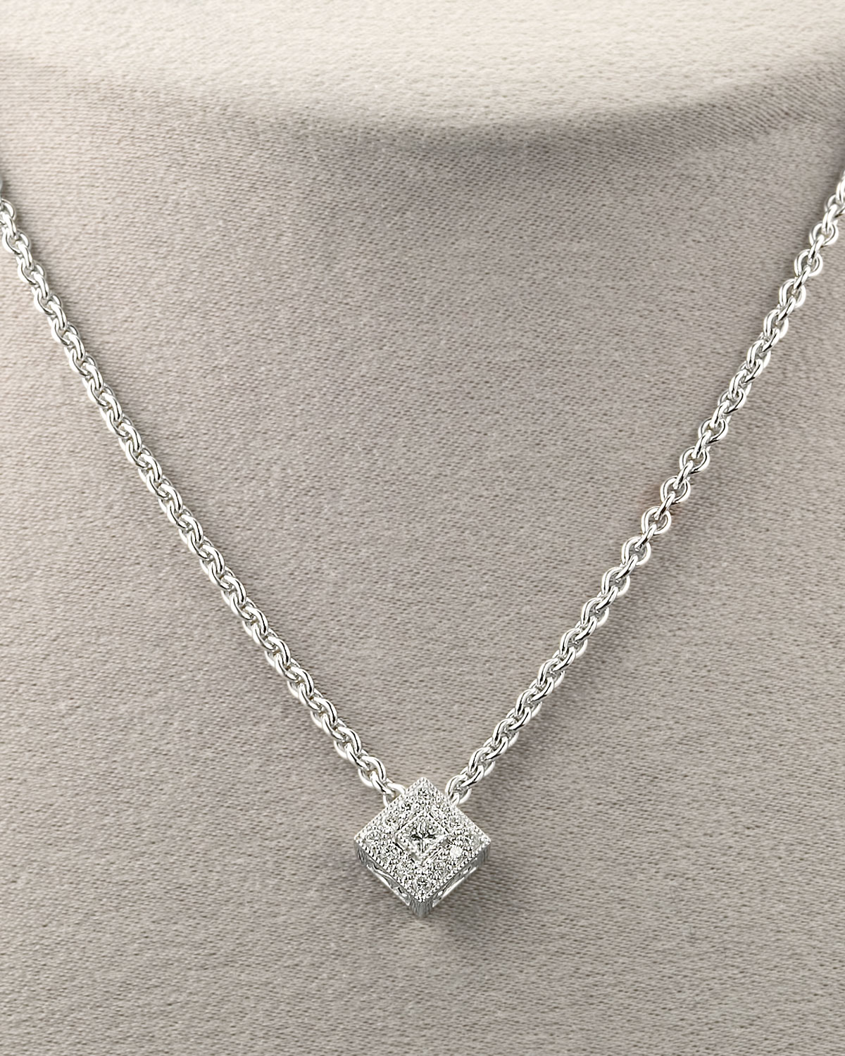 Charriol Square Diamond Necklace in White - Lyst