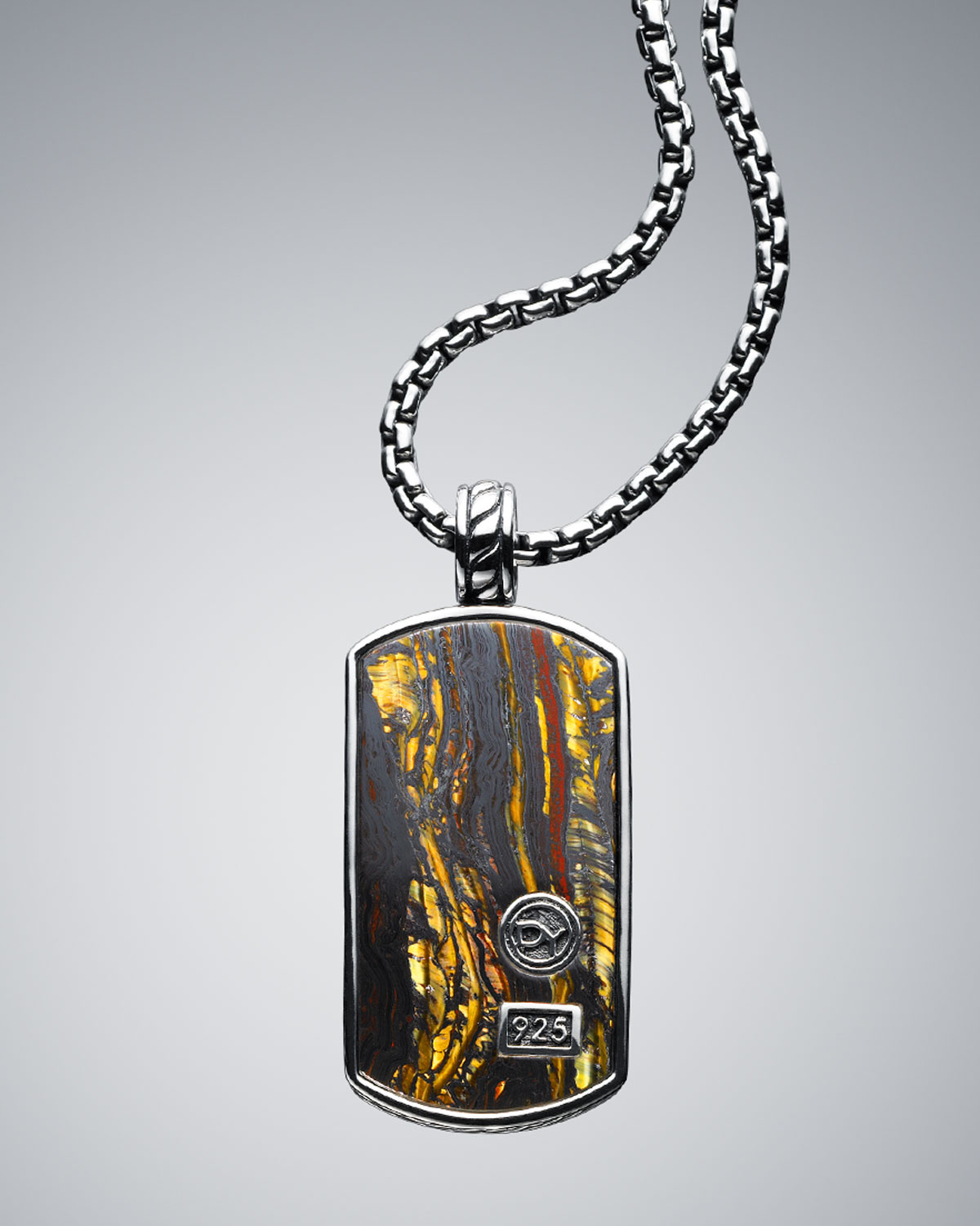David Yurman Tiger Eye Necklace - 925 Sterling Silver Twisted Rope Finger Thumb Band Stack / Men's sterling silver david yurman dyed tigers eye spiritual bead necklace with a lobster clasp closure.