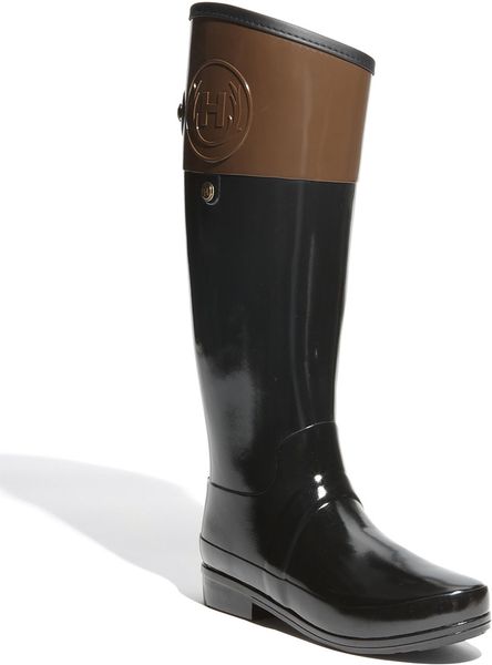 Hunter Regent Rain Boot (wide Calf) in Black (chocolate) | Lyst