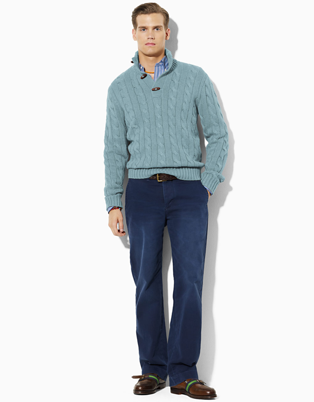 Polo Ralph Lauren Buttoned Mockturtleneck Sweater in Metallic for Men