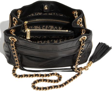 Rebecca Minkoff Swing Double Chain Leather Shoulder Bag in Black | Lyst