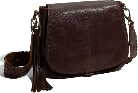 Trouvé Leather Flap Crossbody Bag in Brown | Lyst