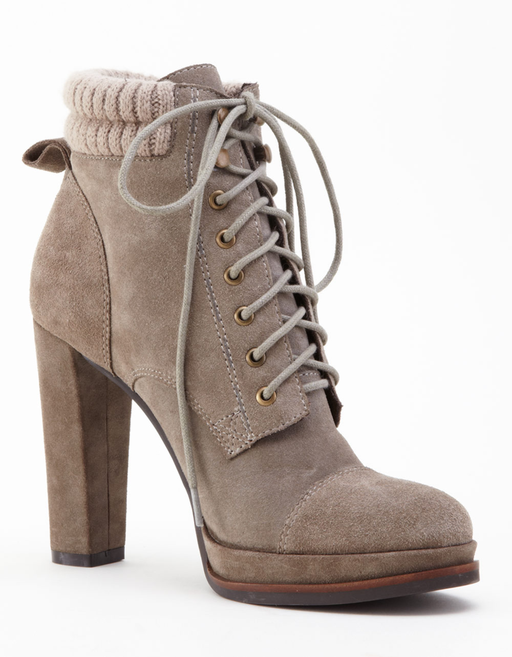 DV by Dolce Vita Wallie Platform Leather Boots in Taupe Leather (Brown ...