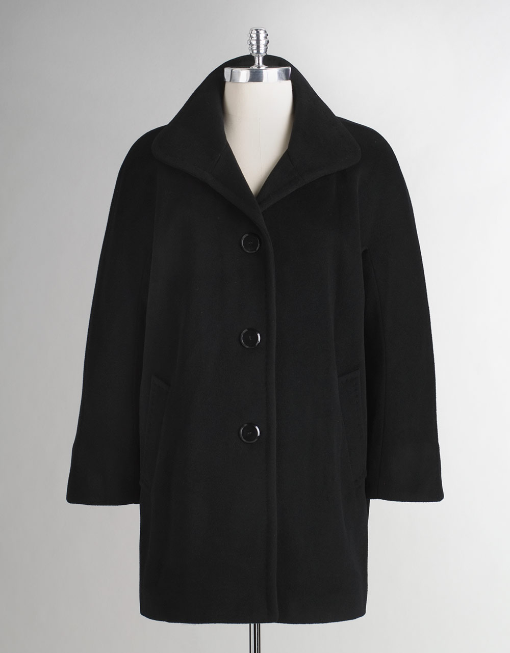 Ellen Tracy Plus-size Single Breasted Wool Coat in Black | Lyst