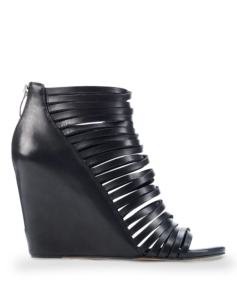 Lyst - Vince Camuto Zeplin Strappy Leather Wedges in Black