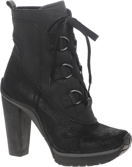 Dkny Active Dkny Active Bangor Lace Up Heeled Ankle Boots in Black | Lyst