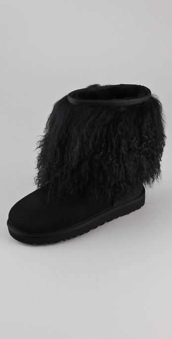 sheepskin cuff ugg boots black