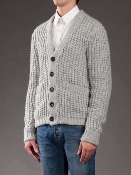 D&g Waffle Knit Cardigan in Gray for Men (grey) | Lyst