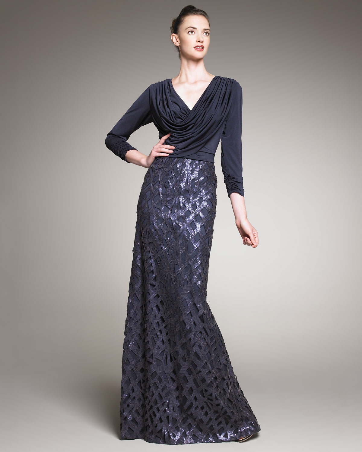 Lyst Tadashi Shoji Sequin Skirt D Gown In Blue Gallery