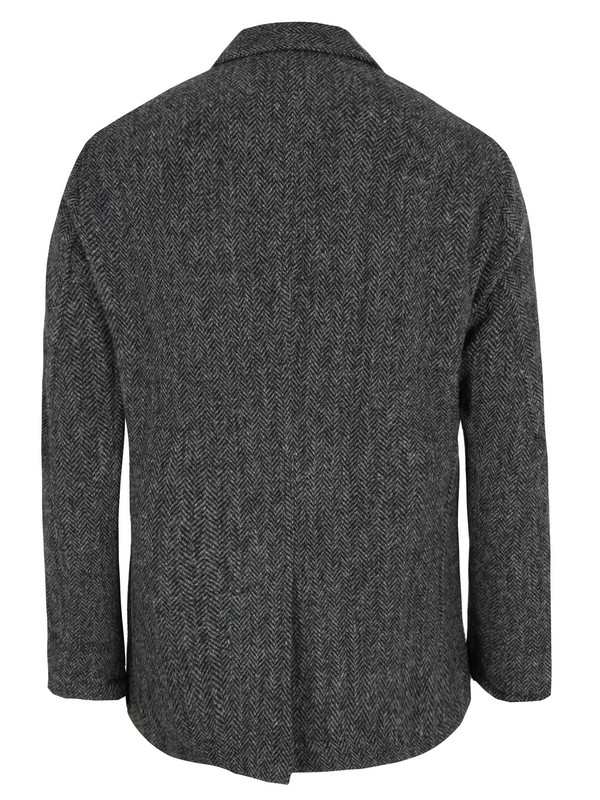 Universal Works Bakers Charcoal Herringbone Harris Tweed Jacket in Grey