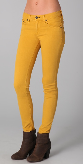 Rag & Bone Skinny Jeans in Yellow | Lyst