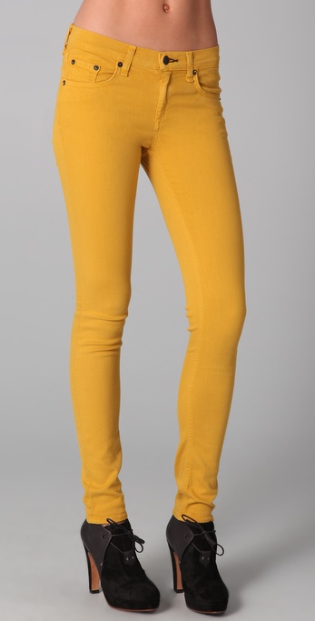 Rag & Bone Skinny Jeans in Yellow | Lyst