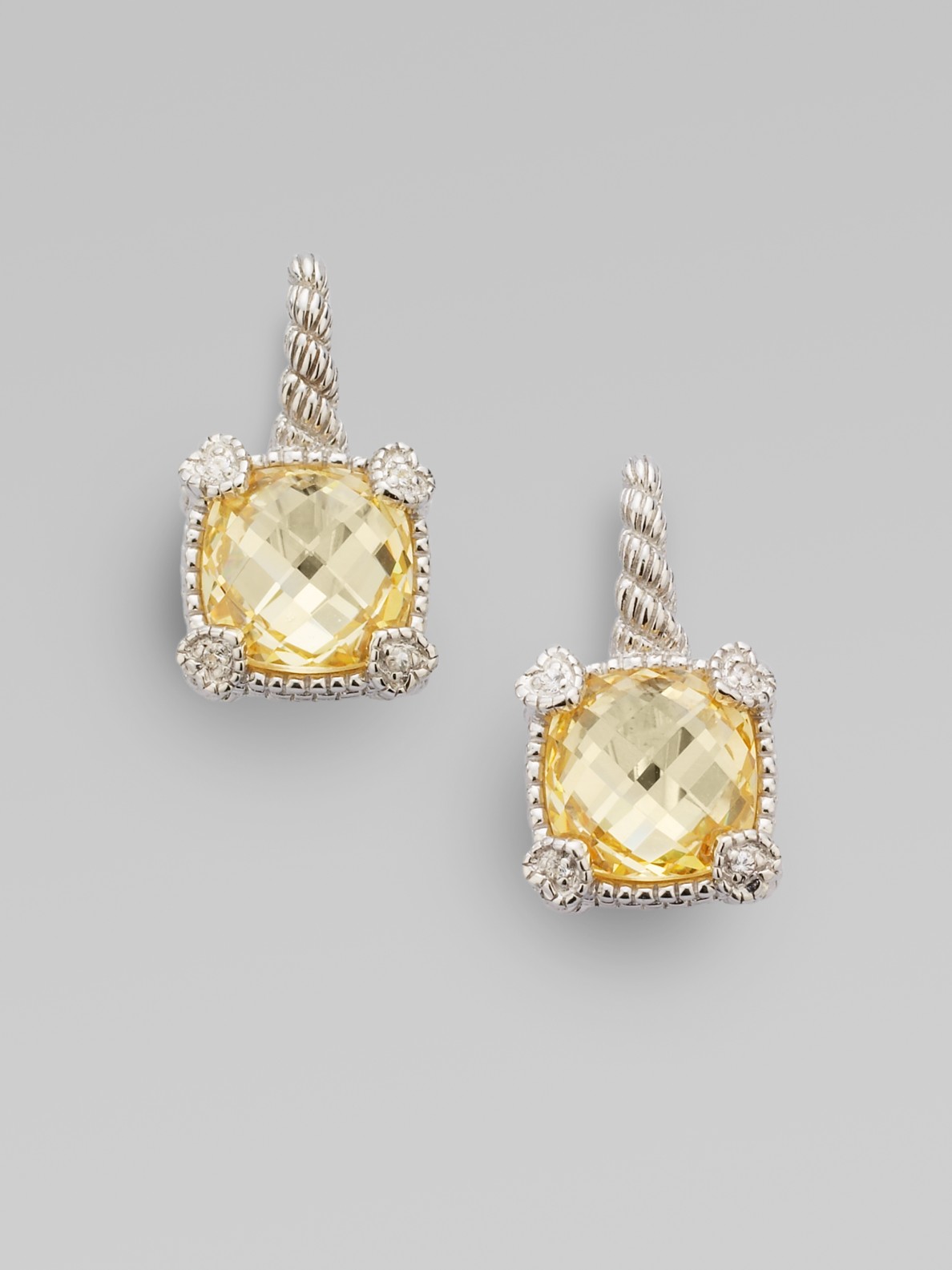Judith Ripka Canary Crystal, White Sapphire & Sterling Silver Cushion ...