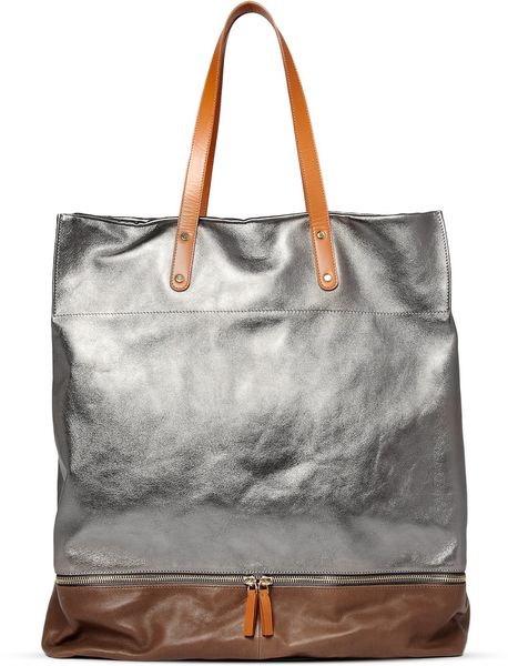 Paul Smith Metallic Leather Tote Bag in Silver for Men | Lyst