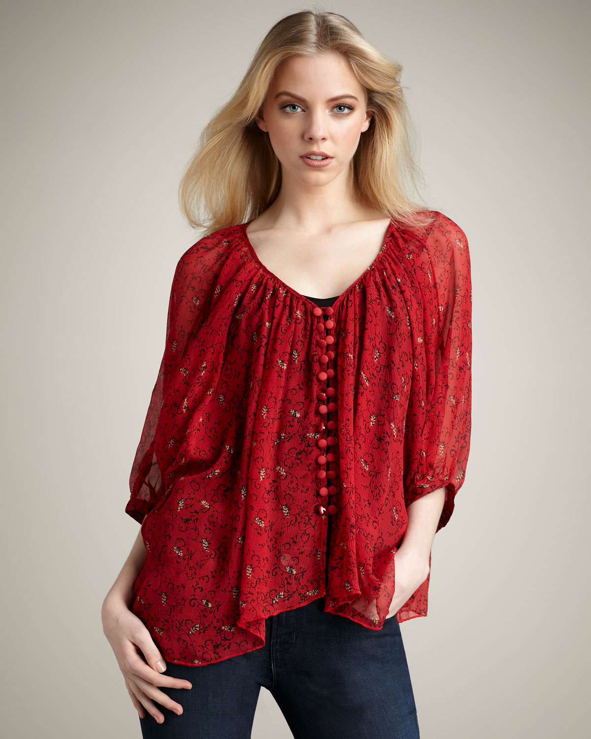 Lyst - Winter Kate Tiger Lily Blouse, Crimson