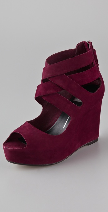 burgundy wedge sandals