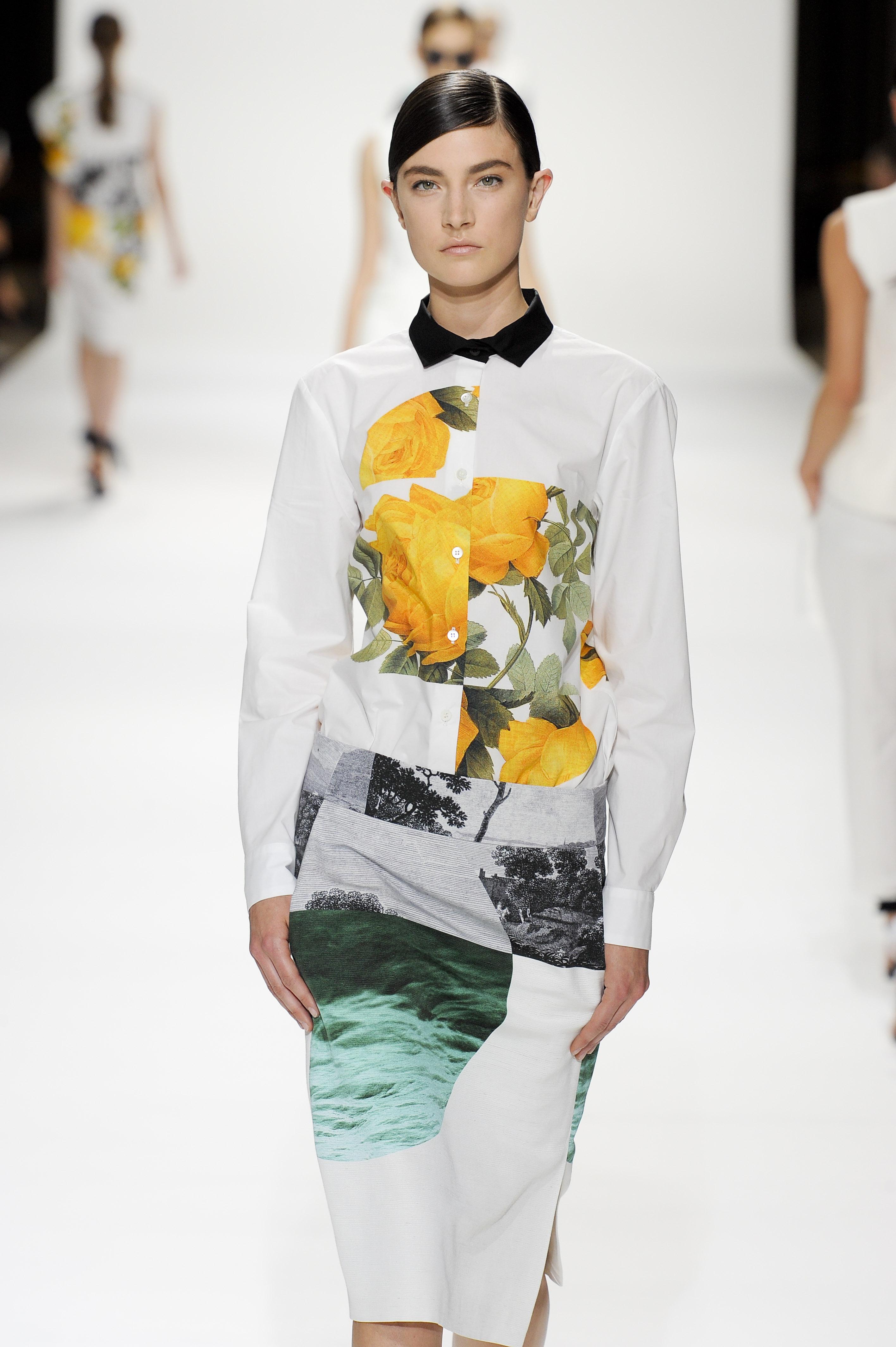Dries van noten Spring 2012 White Collage Print Skirt in Multicolor | Lyst