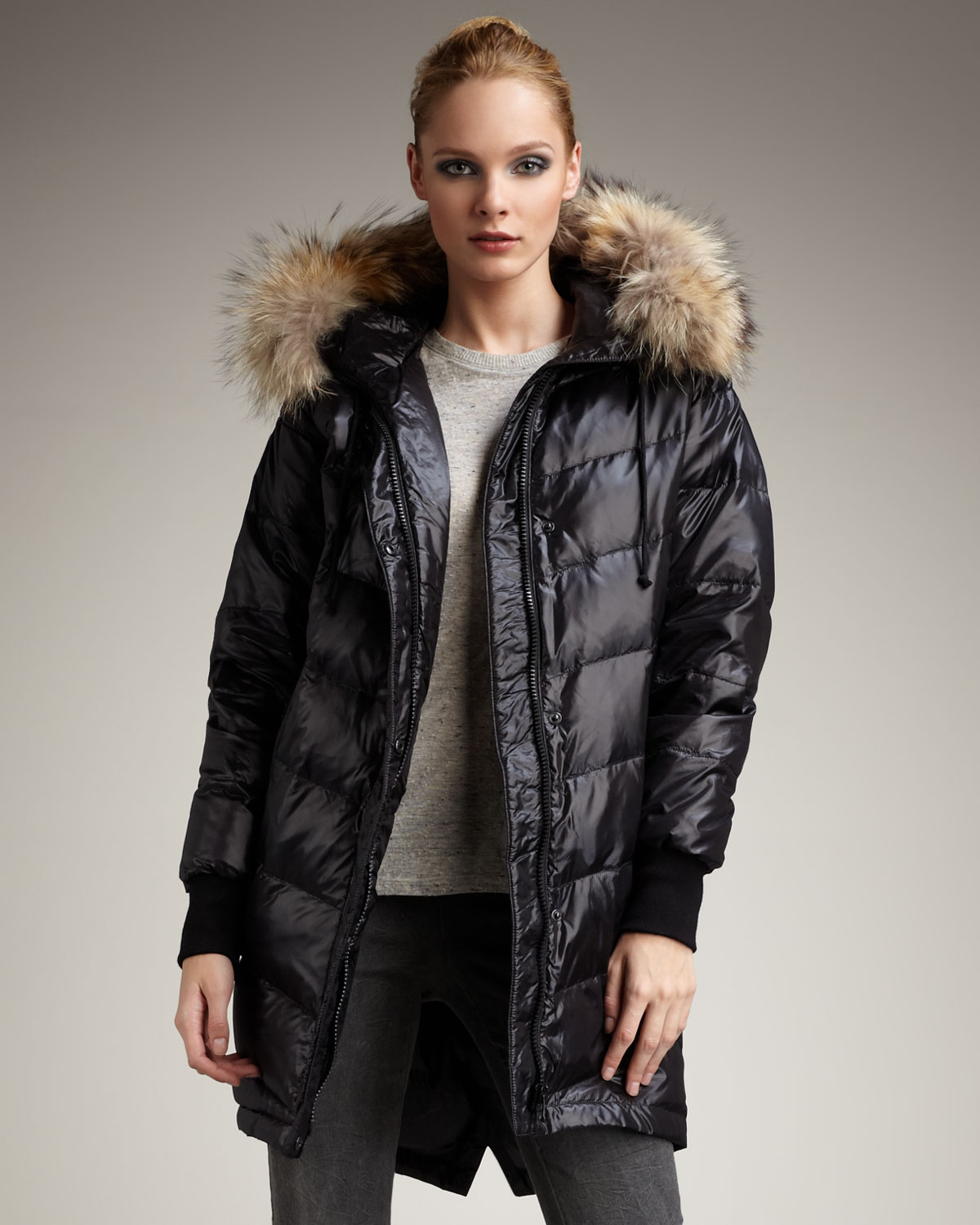 theory hooded puffer coat