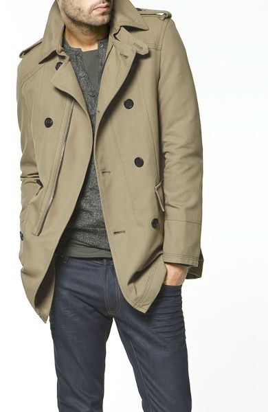 Zara Short Zipped Trench Coat in Beige for Men | Lyst