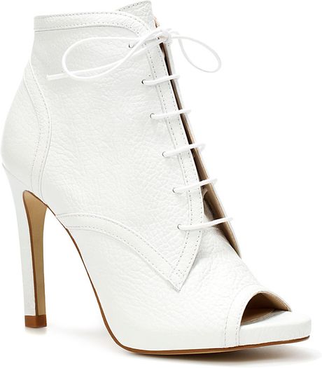 Zara Peep Toe Ankle Boot with Laces in White | Lyst