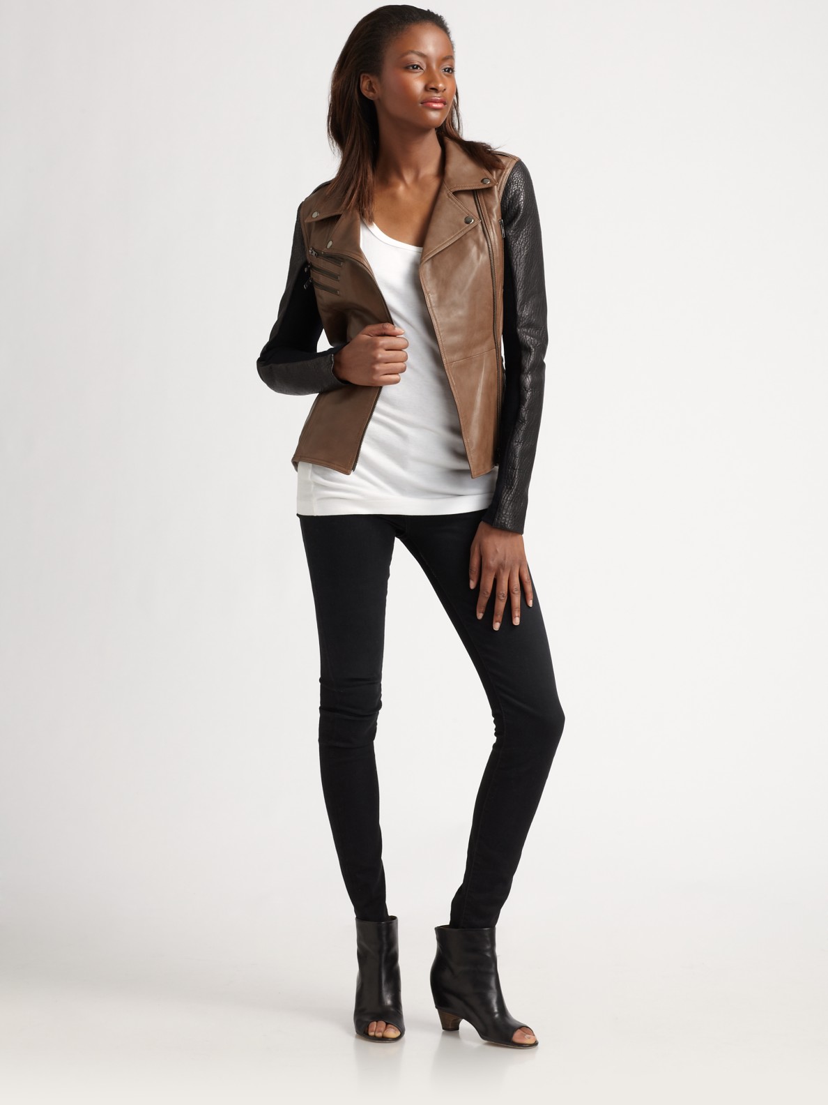 two tone leather jacket