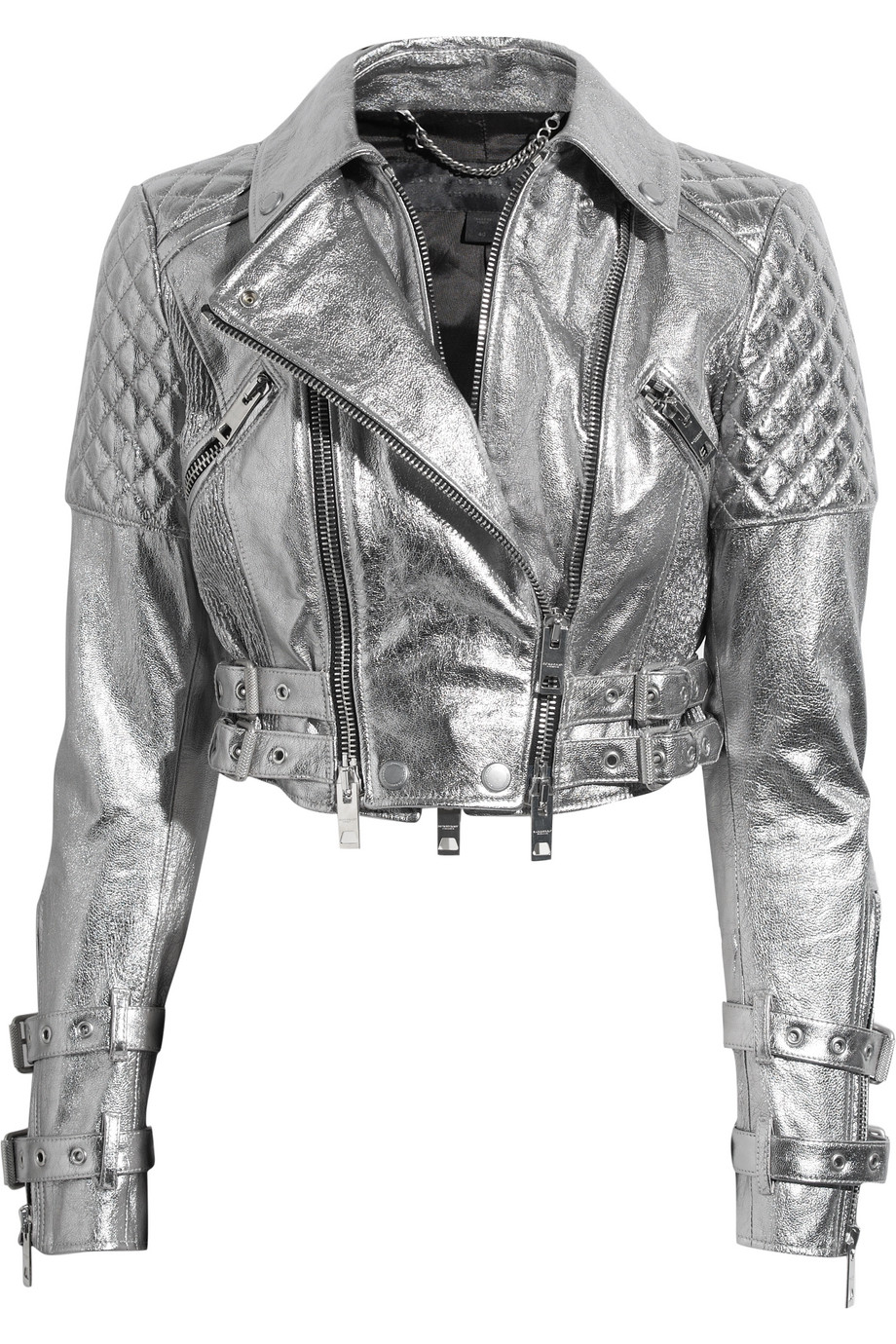 leather jacket silver