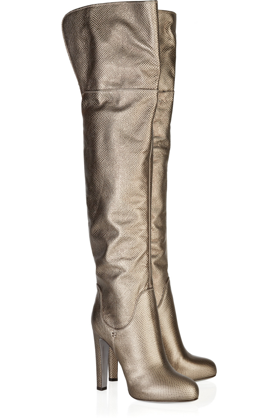over the knee metallic boots