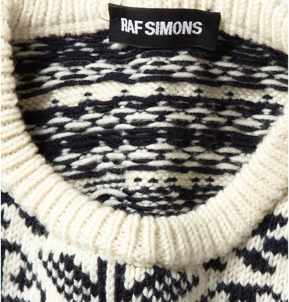 Raf Simons Jacquard Knit Merino Wool Sweater in Blue for Men Lyst
