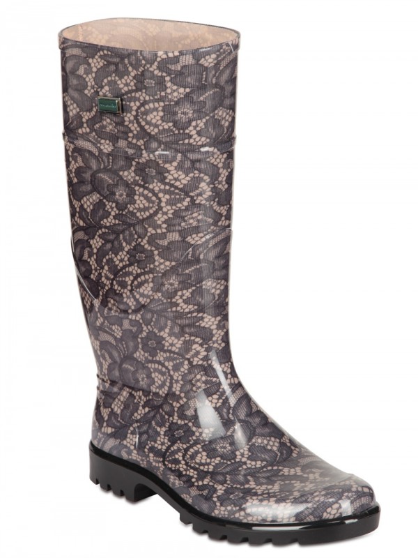 Lyst - Dolce & gabbana Lace Print Rubber Boot in Black