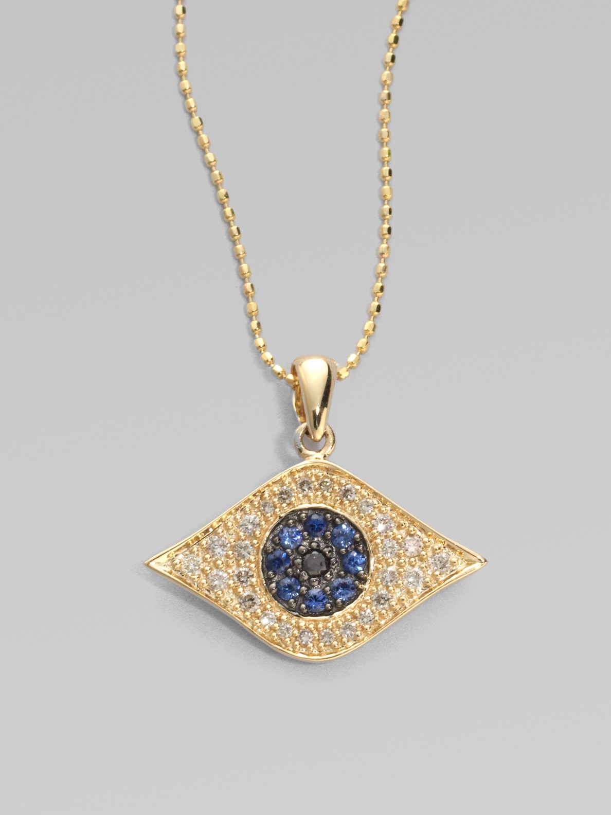 Sydney Evan Diamond, Blue Sapphire & 14k Yellow Gold Evil Eye Necklace in  Metallic | Lyst