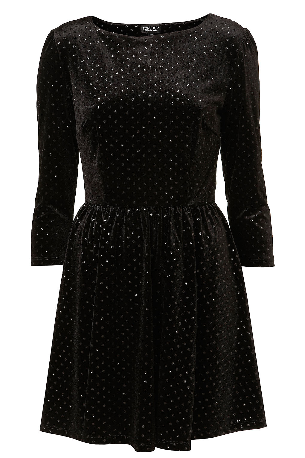 TOPSHOP Glitter Spot Velvet Dress in Black - Lyst
