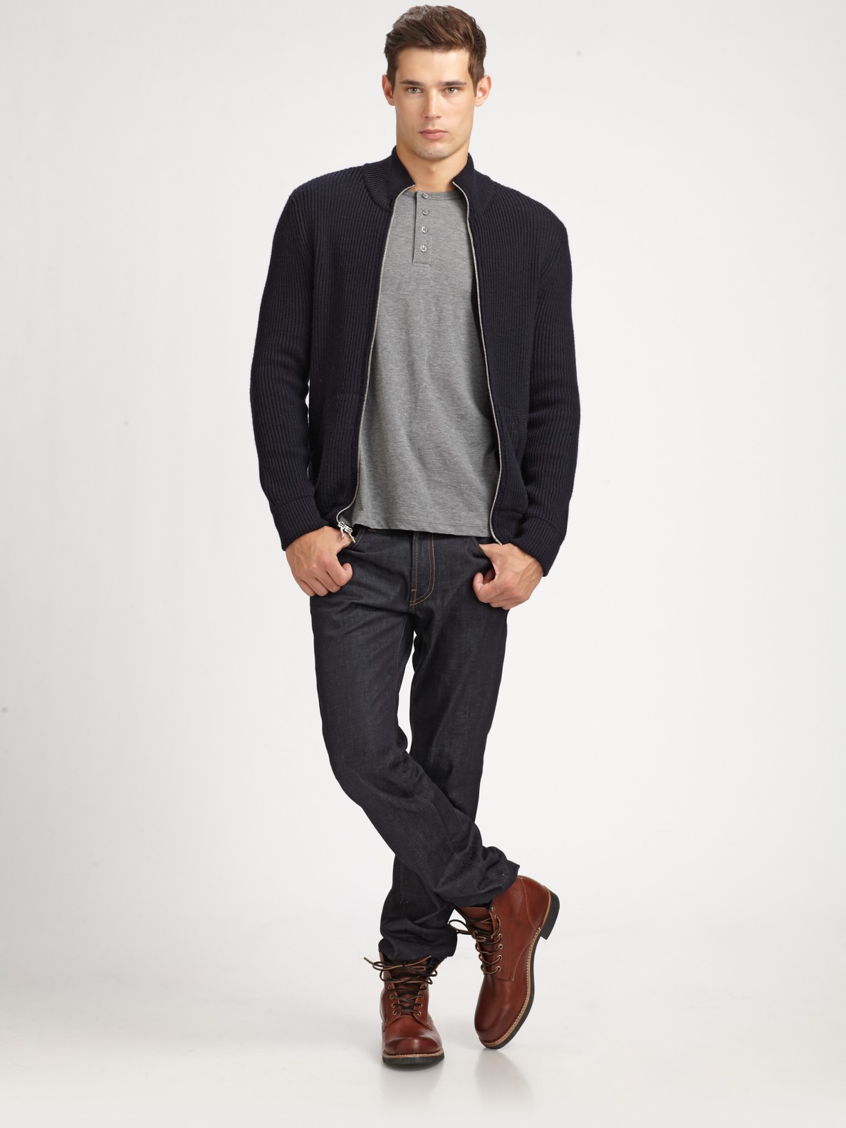 mens black zip up sweater