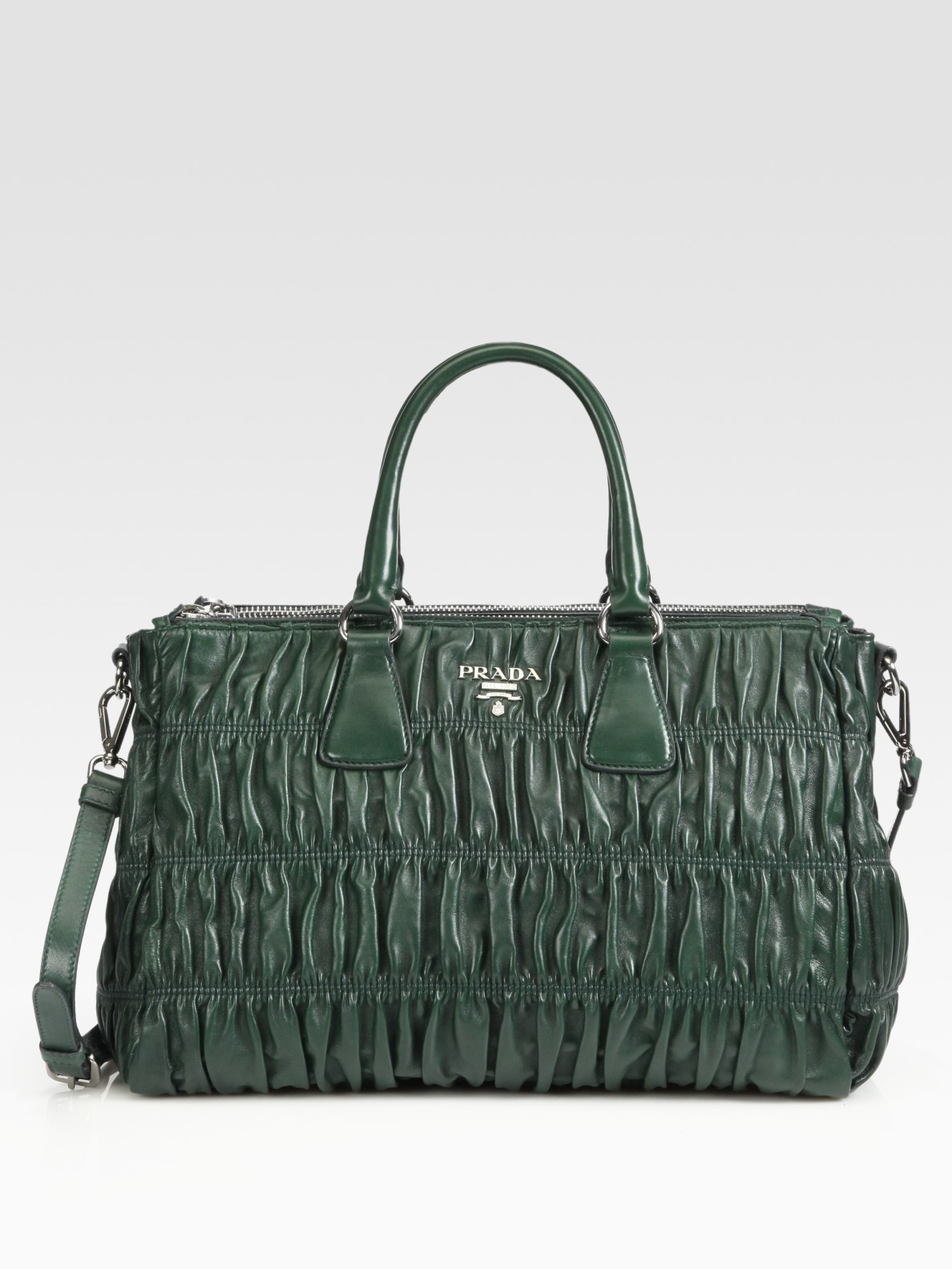 Prada Nappa Gaufre Shopping Bag in Green (emerald) | Lyst  