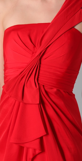 Bcbg red one shoulder sale dress