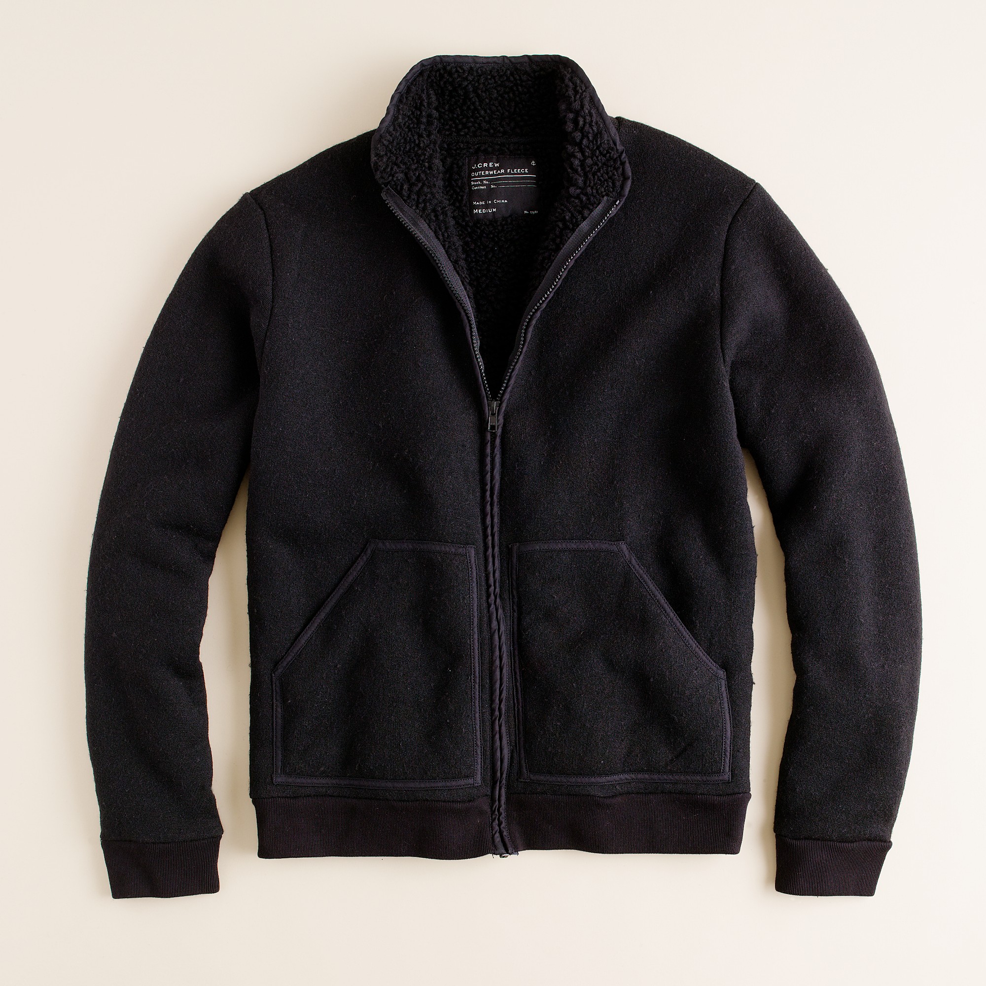 J.Crew Sherpa-lined Fleece Jacket in Black for Men - Lyst