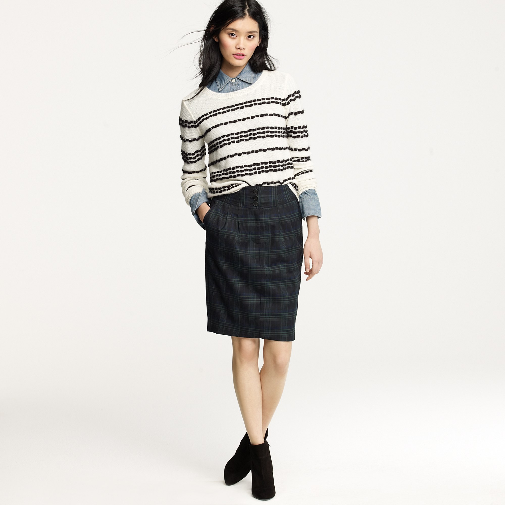 j crew plaid pencil skirt