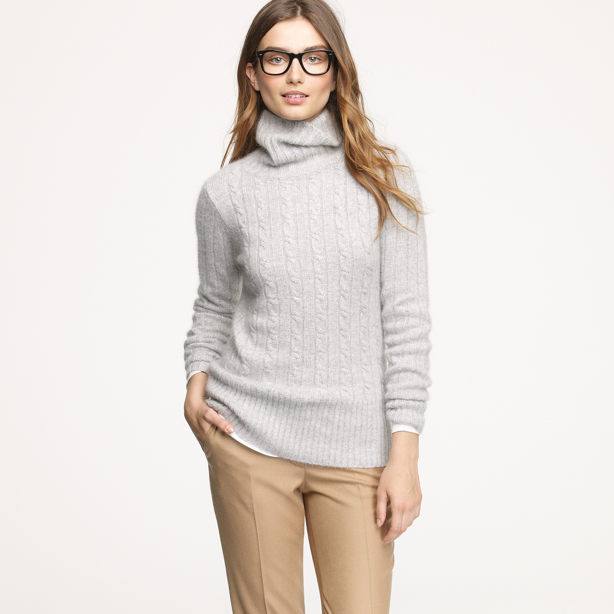 Lyst - J.Crew Cambridge Cable Chunky Turtleneck Sweater in Gray