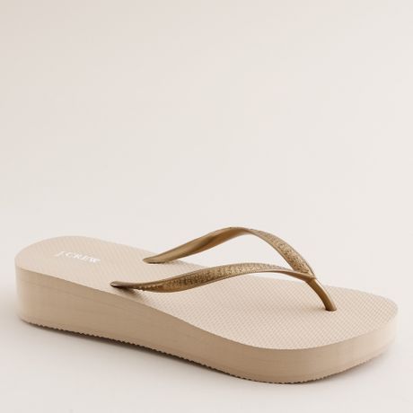 crew Skinny Wedge Flip-Flops in Gold (metallic gold) | Lyst