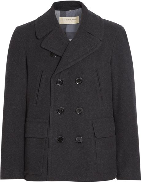 Burberry Brit Short Wool-blend Pea Coat in Gray for Men (grey) | Lyst